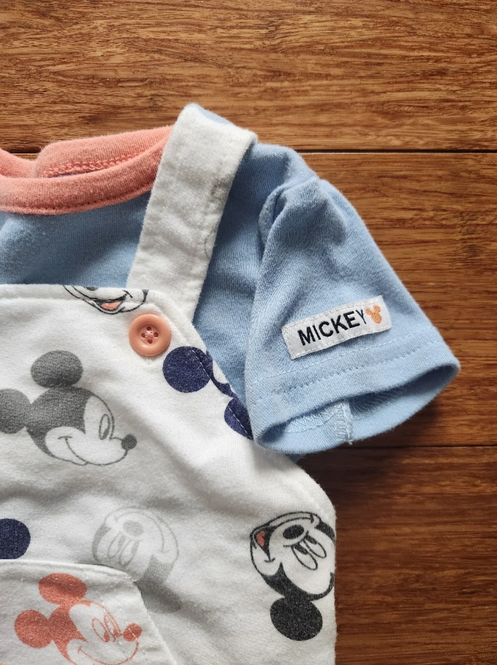 Disney Baby Boy Girl Kids Mickey Mouse Overall Shorts & Shirt Set, 3-6 Months